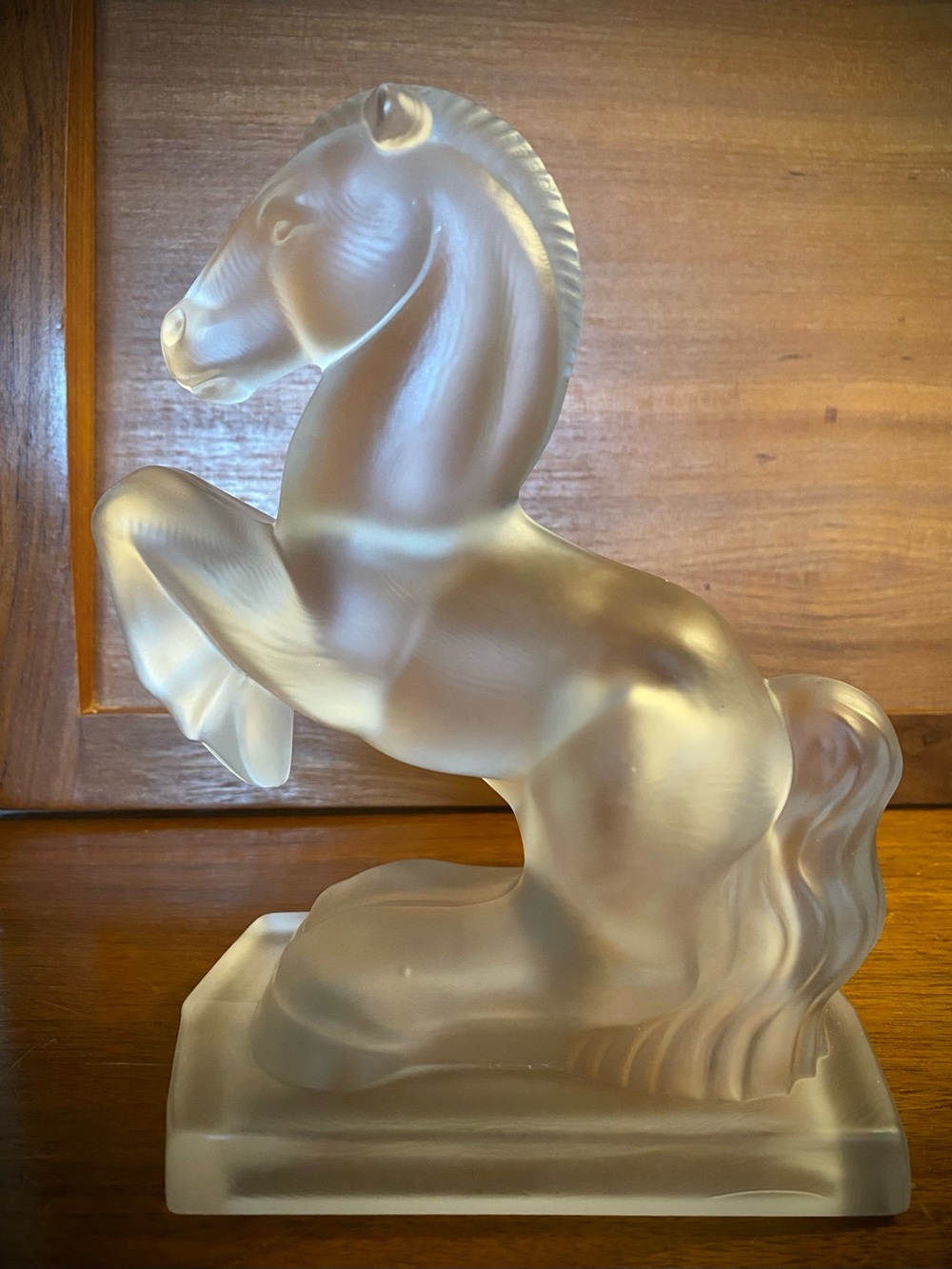 Vintage Art Deco Frosted Glass Rearing
Horse Figurine